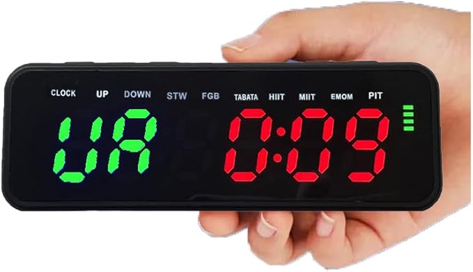 DEGOTM Mini LED Gym Timer - Interval Count Down/Up Clock Stopwatch With 1 Inch Ultra-Clear Digital Display - Home Gym Accessories