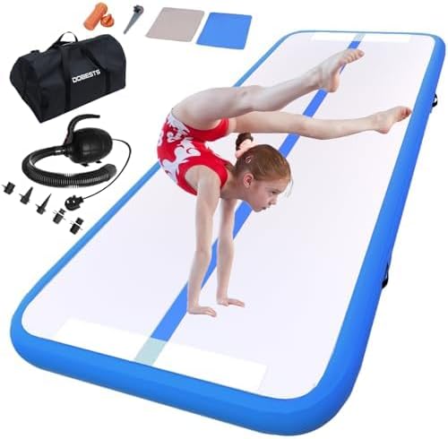 DOBESTS Inflatable Air Gymnastics Mat Tumbling Mat Tumble Track Gymnastics Training for Kids Home 6.6 feet 10 feet 13feet 16feet 20feet 4/8inch Thick for Cheerleading Dance Yoga Cheer Water With Pump