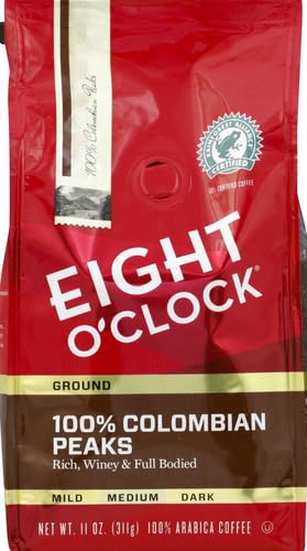 Eight O'Clock Coffee Eight O'Clock Ground Coffee, 100% Colombian Peaks, 11 Ounce (Pack of 4)