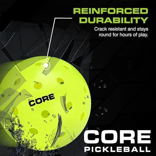 CORE Pickleball Balls for Professionals and All Levels of Play - Set of 4-50 Balls with 40 Holes - Durable & Seamless Design - Premium Outdoor Pickleball Balls, Polypropylene - USA Pickleball Approved