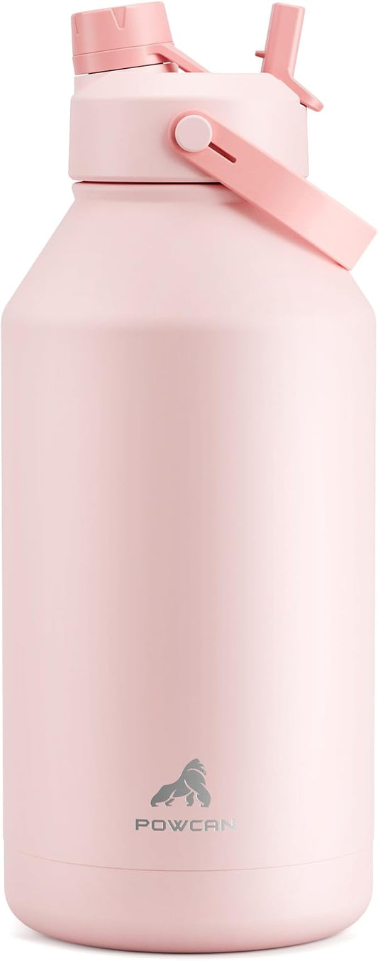 64 oz Insulated Water Bottle with 2-in-1 Straw and Spout Lid, Keep Cold 24H, Leak-Proof, BPA-Free, Double Wall Stainless Steel Water Bottle for Sports, Gym, Travel, and School (Cotton Candy)