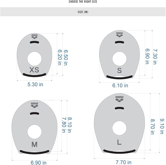 arena Unisex Elite Hand Paddle 2 for Lap Swimming and Technique Training, Swim Equipment for Men and Women, 4 Sizes