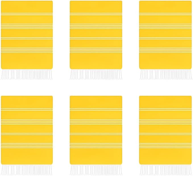 HAVLULAND Oversized Turkish Beach Towel 72’’x40’’ - Set of 6 | 100% Cotton Lightweight Sand Free Quick Dry Pool Towels | Extra Large Bath Towels for Adults Beach Blanket Essentials Bulk of 6 Yellow