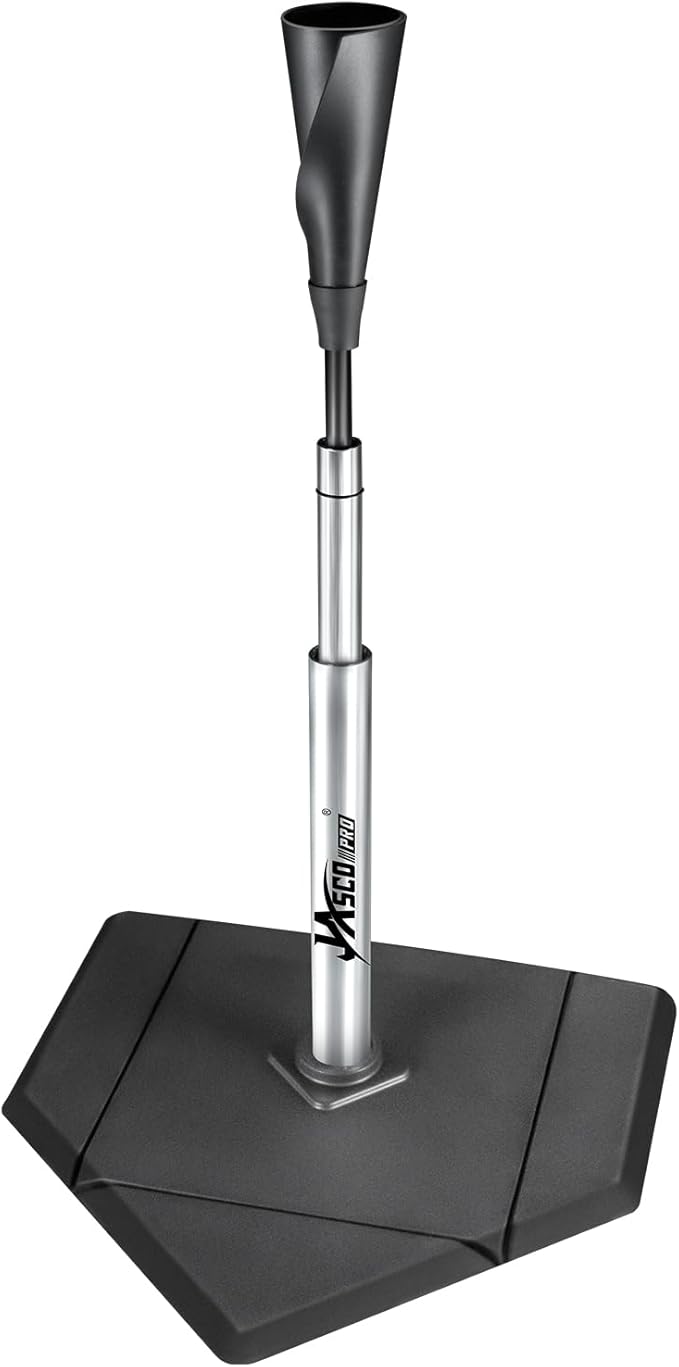 Batting Tee For Baseball And Softball With Traditional Home Plate Base,Alumium Stem,Handroll Rubber Top,Height Adjustable 24 to 46 inche For kids and Adults,Portable Baseball Tee Softball Tee