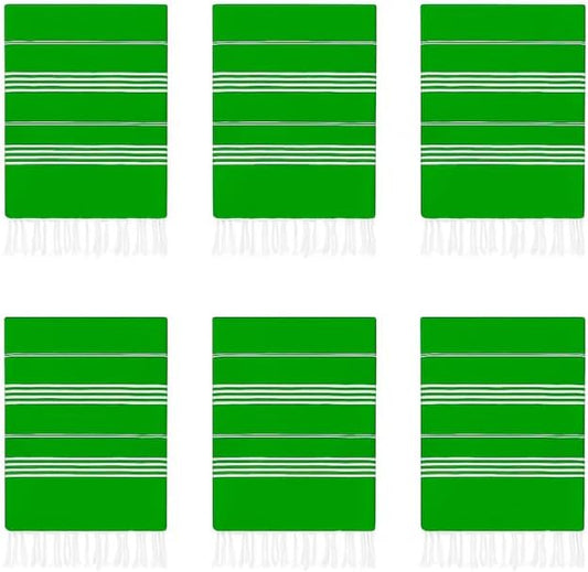 HAVLULAND Turkish Beach Towels Oversized -100% Turkish Cotton Super Soft Lightweight - Absorbent and Quick Drying Bath Towel - Sand Free Beach Towel - Turkish Towels for Adults (Green, 12 Pack)