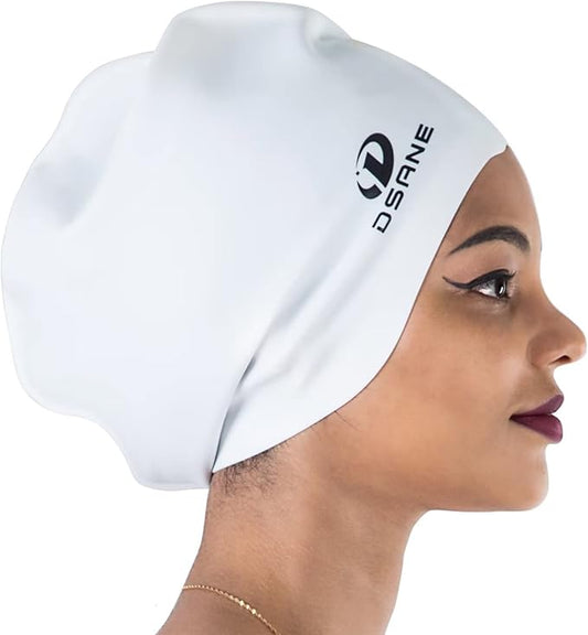 Dsane Extra Large Swimming Cap for Women and Men,Special Design Swim Cap for Very Long Thick Curly Hair&Dreadlocks Weaves Braids Afros Silicone Keep Your Hair Dry