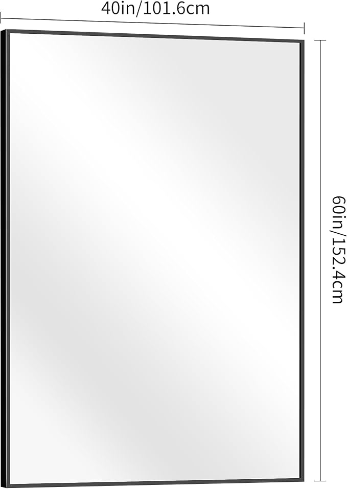 Bathroom Mirror,60x40 inch Bathroom Mirrors for Over Sink,Large Wall Mirror for Bathroom Wall Mounted Rectangle Mirrors,Black Vanity Mirror for Living Room,Bedroom Entryway,Horizontal/Vertical