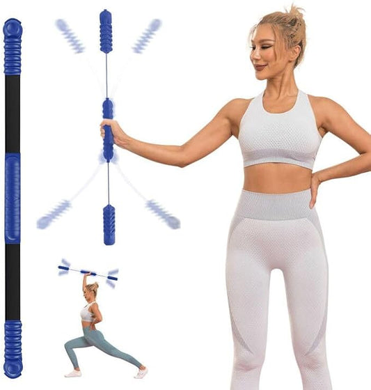 Fitness Exercise Bar,Elastic Fitness Bar,High Frequency Vibration Training Fat Buring Workout Bar for Yoga Pilates Sports,Power Twister for Arm,Abdominal Muscles Strength Exercises In Home Gym