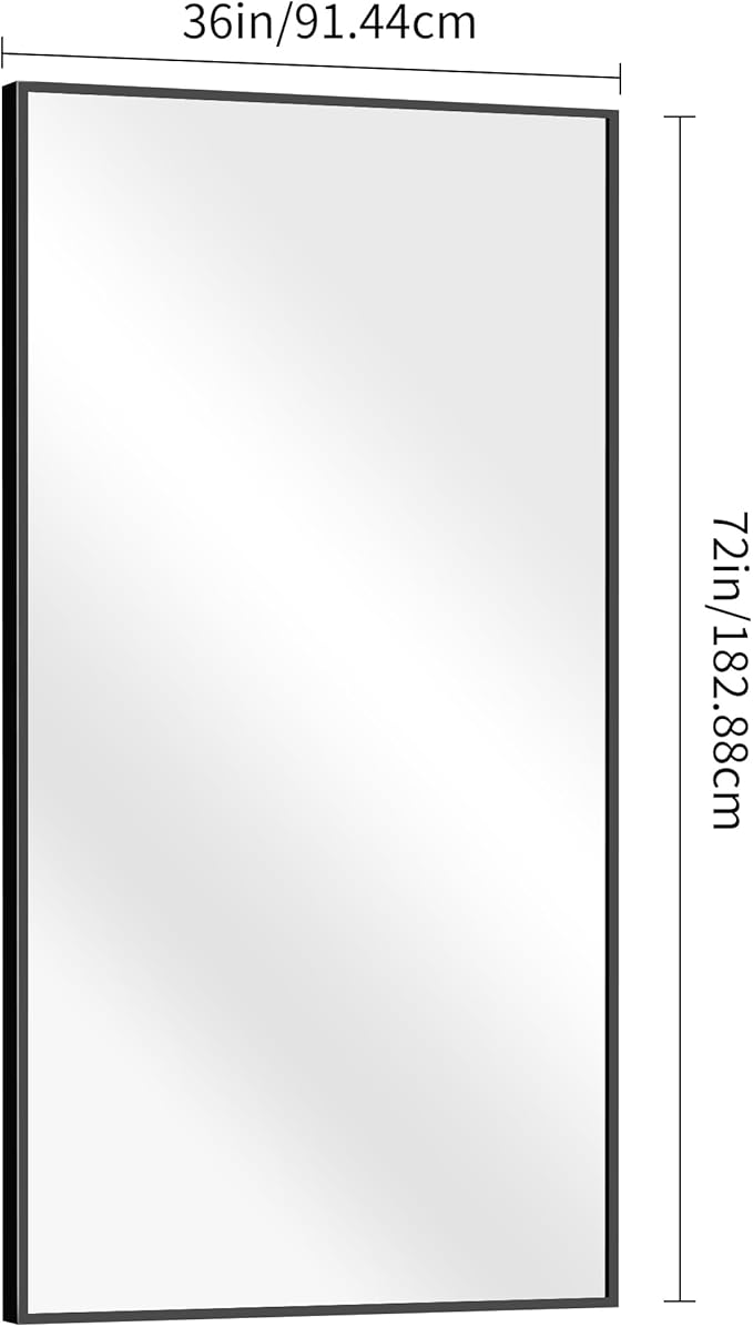 Bathroom Mirror,72x36 inch Bathroom Mirrors for Over Sink,Large Wall Mirror for Bathroom Wall Mounted Rectangle Mirrors,Black Vanity Mirror for Living Room,Bedroom Entryway,Horizontal/Vertical