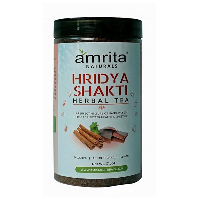 Amrita Naturals Hridya Shakti Herbal Tea 500g x 2 Pack Arjun Bark Instant Blend Caffeine Free Vegan Gluten Free No Artificial Additives Natural Plant Based Herbal Tea Powder