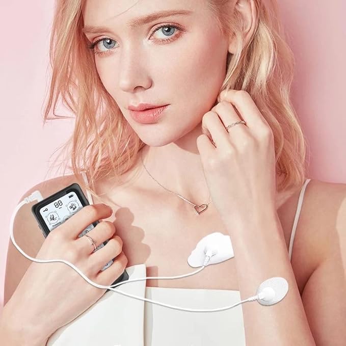 Dr. Boyd's "Advanced X" Touchscreen TENS & EMS Unit -32 Modes, 8 Settings, Large Back-Lit Touchscreen Display, Dual Channel, Re-Chargeable Battery, Automatic Timer, 5 Pairs of Pads, Storage Bag