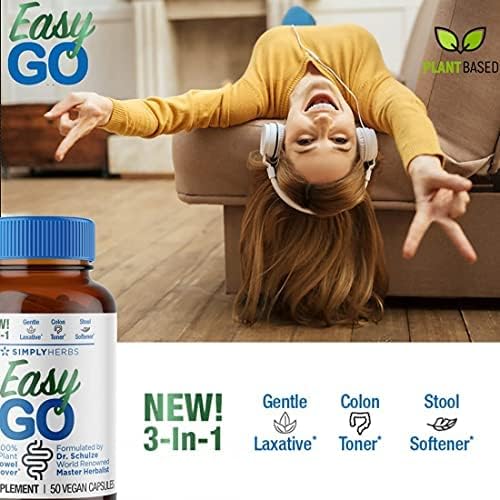 Dr. Schulze's Easy GO Bowel Mover 2-Pack | Formulated Gentle Laxative, Colon Toner & Stool Softener | 100% Plant Natural Bowel Cleanse | Promotes Regular & Complete Bowel Movements | 100 Ct Vegan