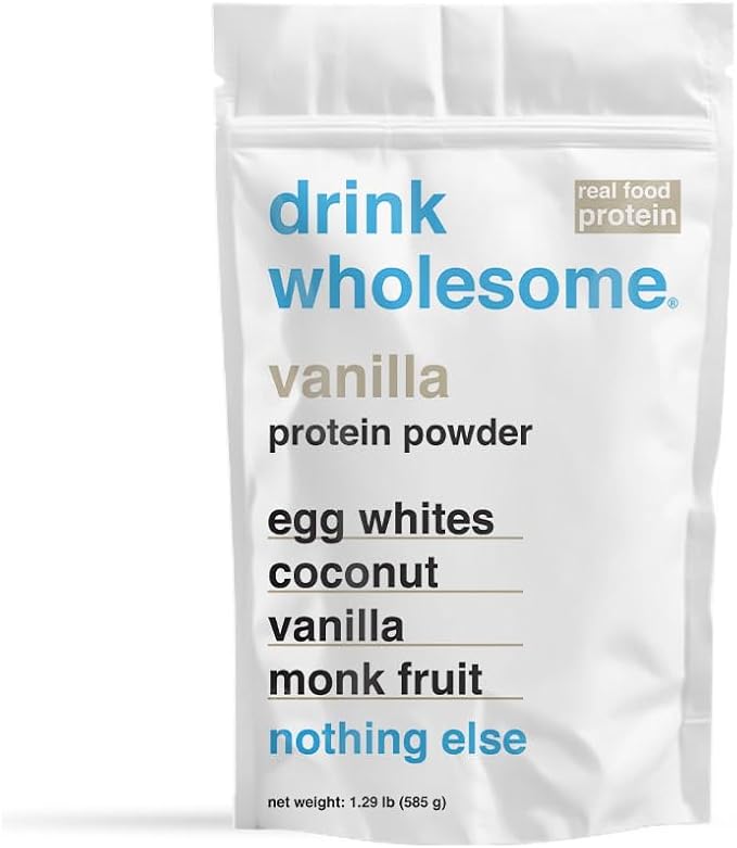 drink wholesome Vanilla Egg White Protein Powder | for Sensitive Stomachs | Gut Friendly | Additive & Dairy Free | No Artificial Sweeteners | No Bloating, Farts or Gas | No Constipation or Diarrhea