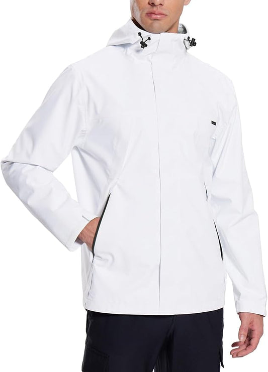 baleaf Men's Rain Jacket Waterproof Breathable Raincoat with Hood for Outdoor Hiking Traveling Cycling Windbreaker