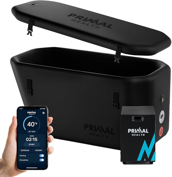 Cold Plunge Tub with Water Chiller (Maintains 37°F) – Complete Ice Bath Tub With Chiller – Ice Bath Water Chiller System with Hoses & Pumps – Cold Plunge Chiller for Recovery, Athletes & Home Use