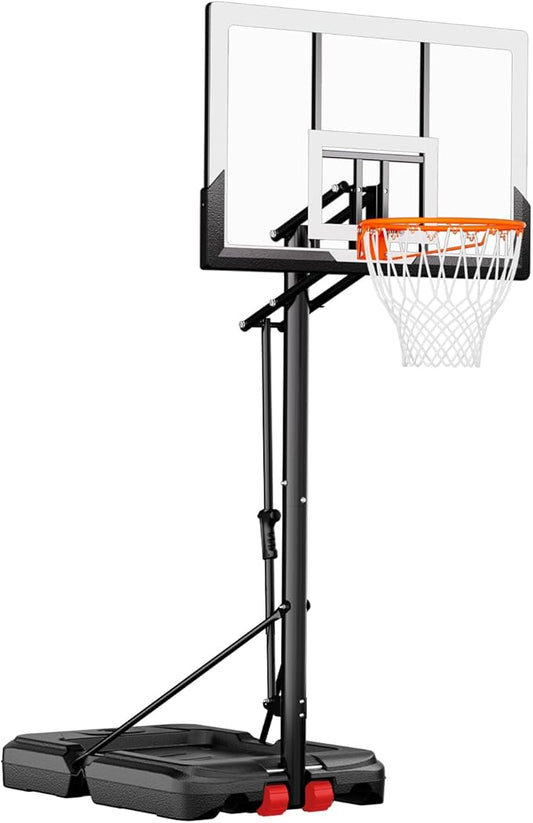 Basketball Hoop Outdoor with 45 Inch Shatterproof Backboard, Portable Basketball Goal System 4.8-10ft Height Adjustable for Kids, Youth, Adults, Backyard/Driveway/Indoor