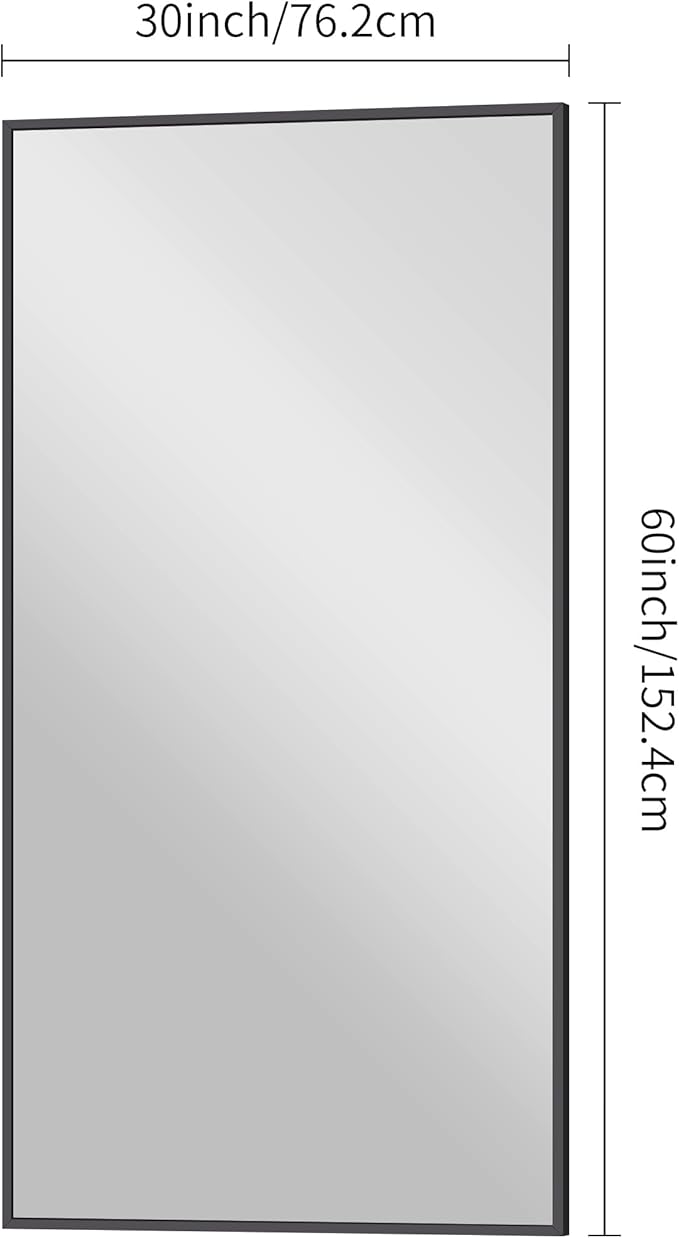 Bathroom Mirror,30x60 inch Large Wall Mirror for Bathroom Wall Mounted Black Rectangle Corner Mirrors,Black Bathroom Mirror for Living Room,Farmhouse,Bedroom Entryway,Horizontal/Vertical
