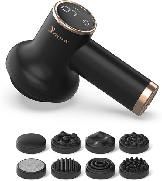 Cordless Cellulite Massager, Handheld Lymphatic Drainage Tool, Mini Body Sculpting Machine with 9 Speeds and 8 Massage Heads, Lymphatic Drainage Massage Tool for Legs Butt Belly Fat