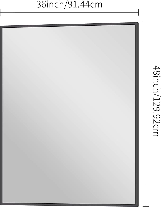 Bathroom Mirror,36x48 inch Large Wall Mirror for Bathroom Wall Mounted Black Rectangle Corner Mirrors,Black Bathroom Mirror for Living Room,Farmhouse,Bedroom Entryway,Horizontal/Vertical