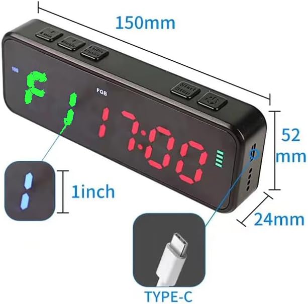 DEGOTM Mini LED Gym Timer - Interval Count Down/Up Clock Stopwatch With 1 Inch Ultra-Clear Digital Display - Home Gym Accessories