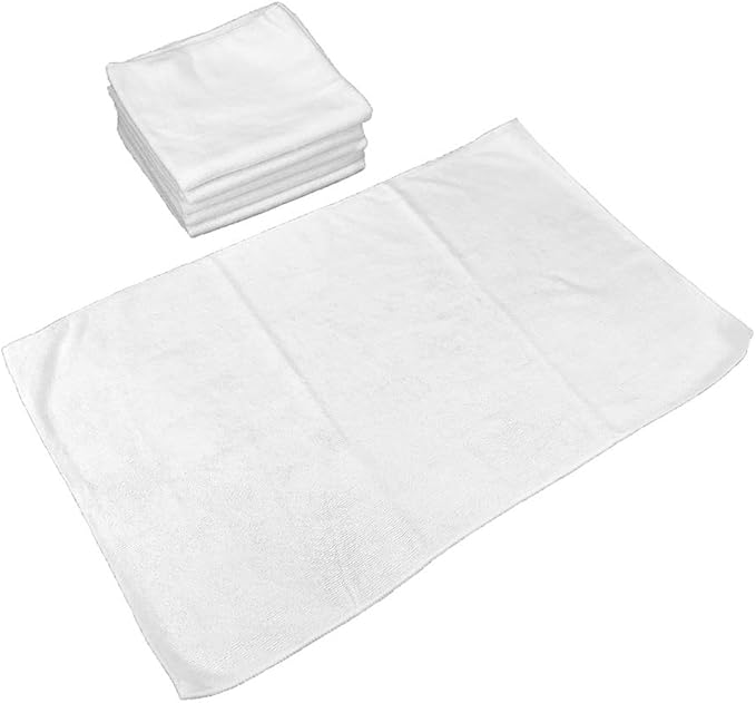 Arkwright Microfiber Gym Towel - Pack of 12 - Super Soft, Quick Dry Workout Sweat Towels, 300 GSM Lightweight & Absorbent for Sports, Working Out, Yoga, and Spa, 16 x 27 in, White