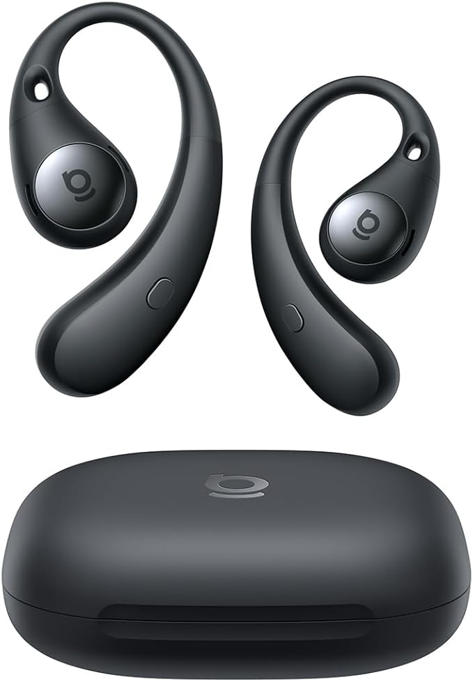 Baseus Eli Sport 2 Open-Ear Headphones Wireless Earbuds,Secure Earhook Sport Design,Ultra-Comfort,4-Mic Clear Calls, IP57 Waterproof,45H Play, Bluetooth 6.0 Earhook Fit Running Workout Gym -Black