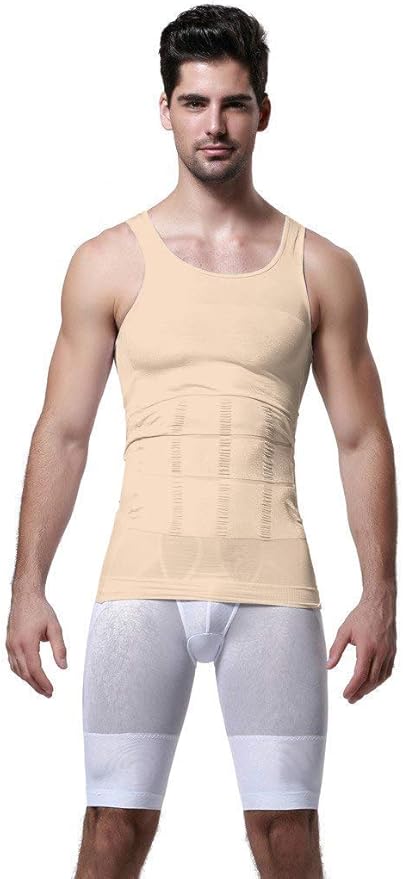 GKVK Mens Slimming Body Shaper Vest Shirt Abs Abdomen Slim