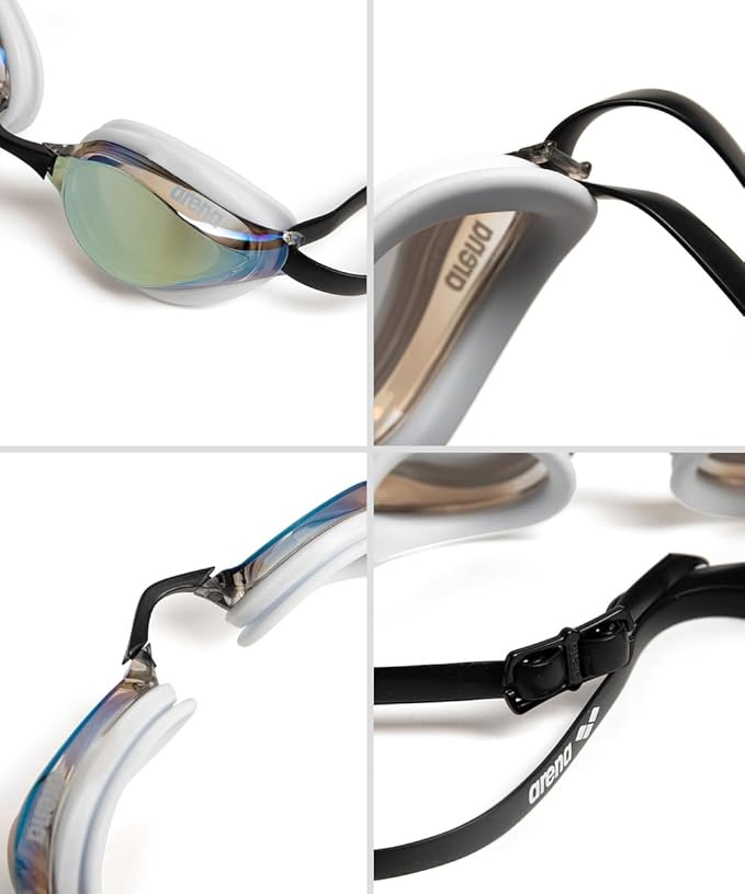 ARENA Unisex Python Racing Swim Goggles for Men and Women Anti-Fog No Leak Max Comfort Dual Strap, Mirror/Non-Mirror Lens