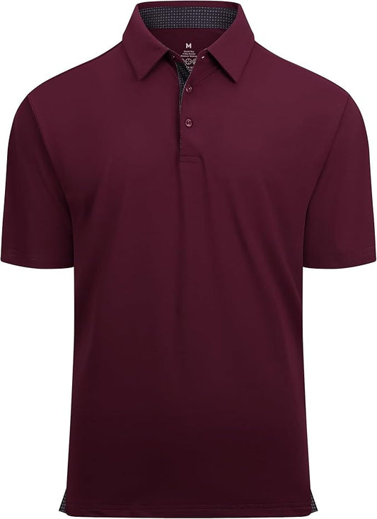 Alex Vando Mens Golf Shirt Moisture Wicking Quick-Dry Solid Short Sleeve Polo Shirts for Men