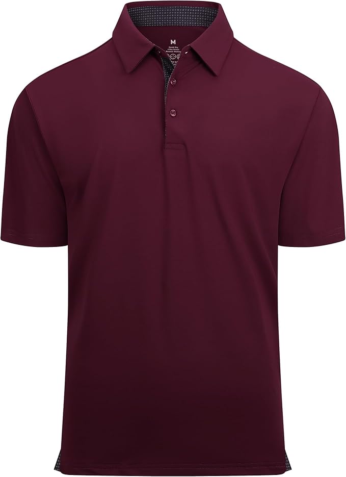 Alex Vando Mens Golf Shirt Moisture Wicking Quick-Dry Solid Short Sleeve Polo Shirts for Men