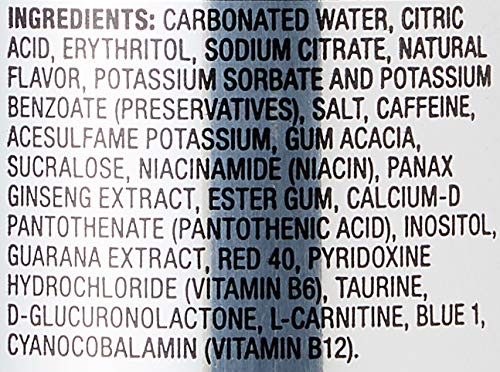 Amazon Brand - Solimo Red Energy Drink, Sugar-Free, Vegan, Low-Calorie, 16 fl oz (Pack of 12)