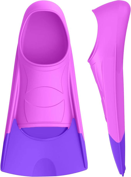 Gintenco Swim Fins, Kids Swim Training Fins for Lap Swimming, Travel Size Flippers with Mesh Bag, Silicone Swimming Fins for Kids Teens Adults Women Men