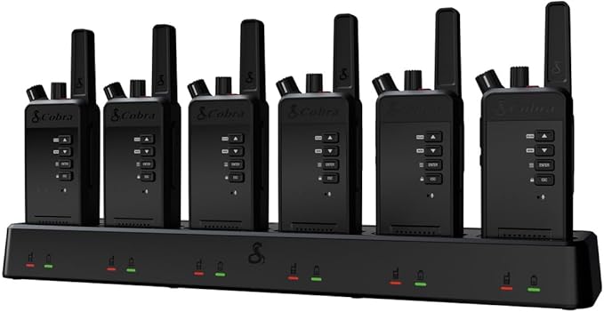 Cobra Performa 400 Business Radios (6-Pack with Dock) - 2-Channel UHF/LMR Professional Two Way Radios, Waterproof Walkie Talkies, Drop Proof, Shockproof IP67 & MIL-SPEC Rated, 18-Hour Li-Ion Battery