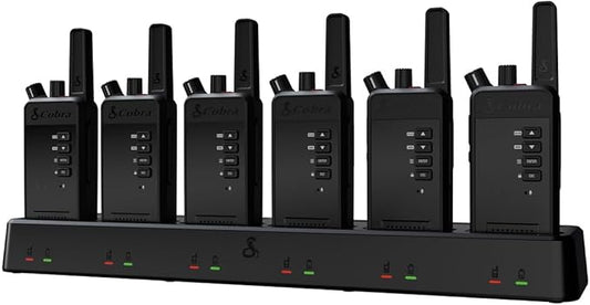 Cobra Performa 400 Business Radios (6-Pack with Dock) - 2-Channel UHF/LMR Professional Two Way Radios, Waterproof Walkie Talkies, Drop Proof, Shockproof IP67 & MIL-SPEC Rated, 18-Hour Li-Ion Battery