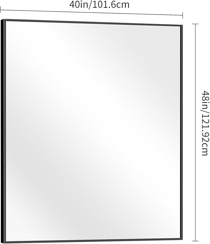Bathroom Mirror,40x48 inch Bathroom Mirrors for Over Sink,Large Wall Mirror for Bathroom Wall Mounted Rectangle Mirrors,Black Vanity Mirror for Living Room,Bedroom Entryway,Horizontal/Vertical