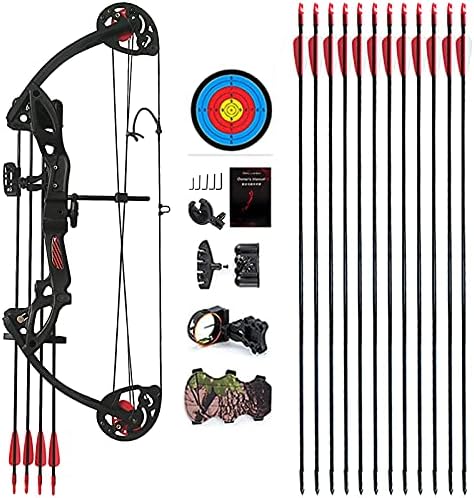 Compound Bow Archery for Youth and Beginner, Right Handed,19”-28” Draw Length,15-29 Lbs Draw Weight, 260 fps