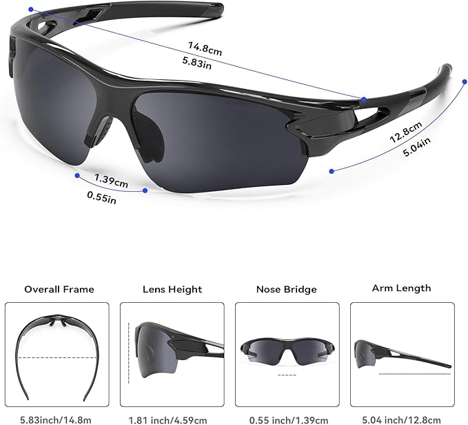 BEACOOL Polarized Sports Sunglasses for Men Women Youth Baseball Fishing Cycling Running Golf Motorcycle Tac Glasses UV400