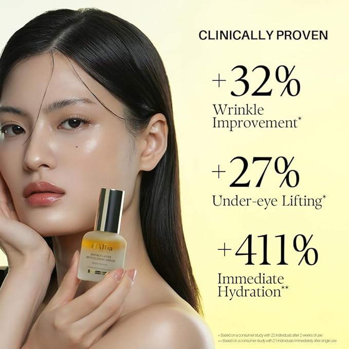 d'alba Piedmont Italian White Truffle Double Layer Revitalizing Serum, 100hr Hydration, Hyaluronic Acid and Centella Asiatica, Skin Firming and Tightening, Long-lasting Korean Skin Care (1.69 fl.oz)