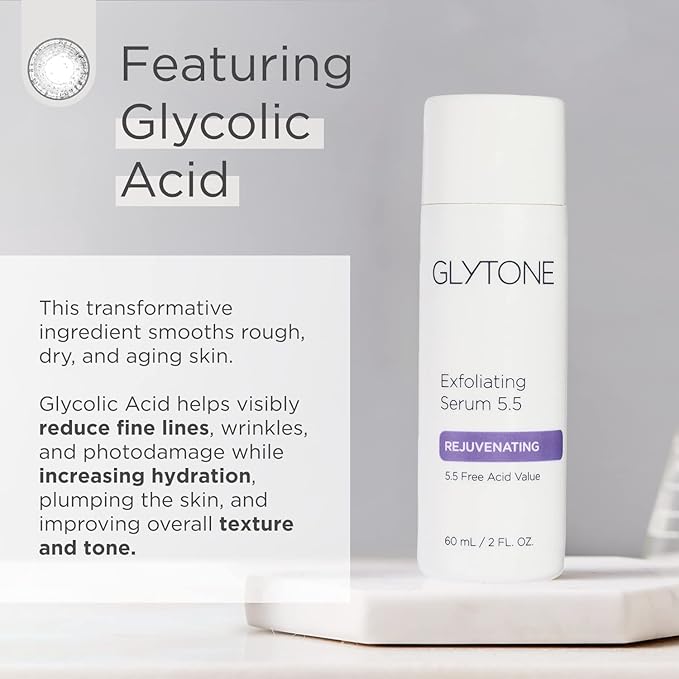 Glycolic Acid Exfoliating Serum 5.5% PFAV | Face & Body Exfoliator for All Skin | Reduces Fine Lines, Wrinkles, Dark Spots & Pore | Non-Comedogenic, Fragrance-Free | AHA Facial exfoliator | 2 Fl oz