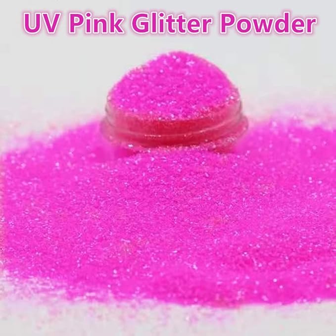 Go Ho UV Pink Hair and Body Glitter Spray, Festival UV Effect Glitter Powder Makeup for Hair/Body/Clothes,Dry Powder Spray Loose Sparkle Makeup,10g