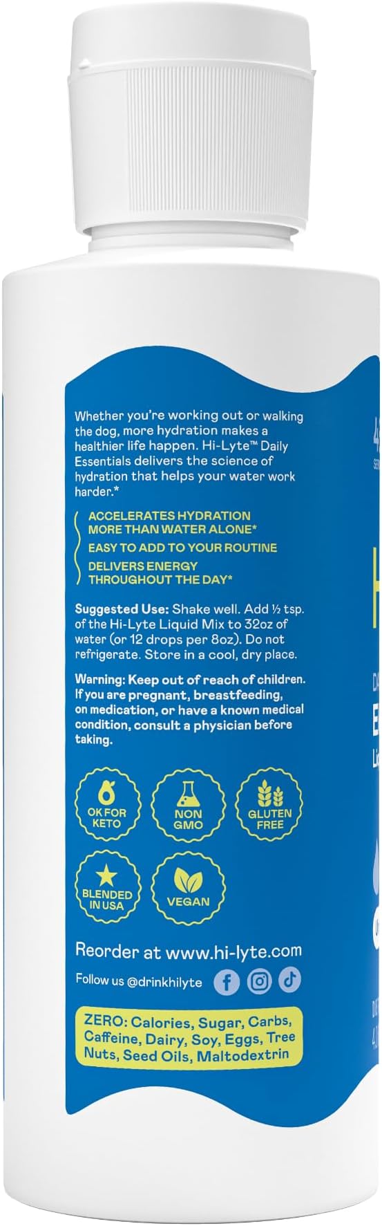 Hi-Lyte Sugar Free Electrolytes for Rapid Hydration, Fasting and Immune Support (3 Bottles, 144 Servings) | NO Calories | 20%+ More Potassium, Magnesium & Zinc