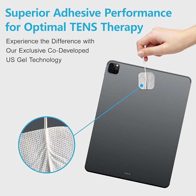 DOMAS TENS Unit Electrode Pads (XL) - 4x6 Inch for Back Pain Relief- Compatible with TENS 7000 and Other 2mm Pin Units - Reusable & Latex-Free