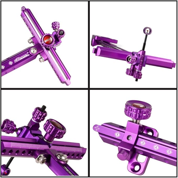 Archery Recurve Bow Sight, SOOHUPET Accessories T Shape Archery Shooting Target Sight Adjustable Bowsight with Optical Fiber Pin Sight for Target Practice