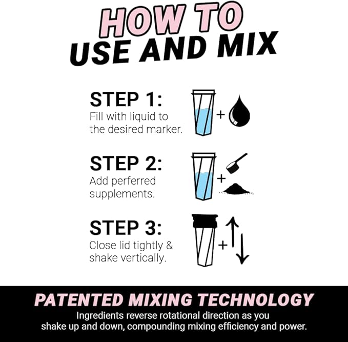 HELIMIX 1.5 Vortex Blender Shaker Bottle Holds Upto 20oz | No Blending Ball or Whisk | USA Made | Portable Pre Workout Whey Protein Drink Shaker Cup | Mixes Cocktails Smoothies Shakes | Top Rack Safe