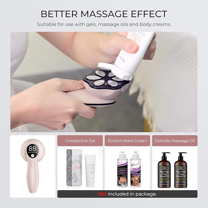 Depsoul Cellulite Massage Tool - 3 Modes 10 Levels Electric Cellulite Body Massager Machine, Skin Tightening Device with Heating Function for Home Use on Belly, Arm, Waist, Leg, Buttocks, Back