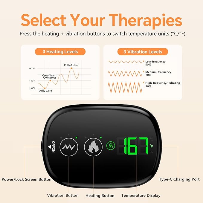 Foot Massager with Heat, Knee Shoulder Elbow 3 in 1 Feet Massager, Heated Knee Massager, Shoulder Massager with Heat Vibration, 210 mins Battery, Cordless Portable, Touchscreen Control