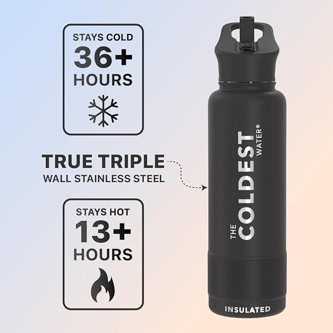 Coldest Insulated Water Bottle with Straw Lid - Stainless Steel Metal Insulated Bottle for Men & Women (Interstellar Reef Glitter, 40 oz)