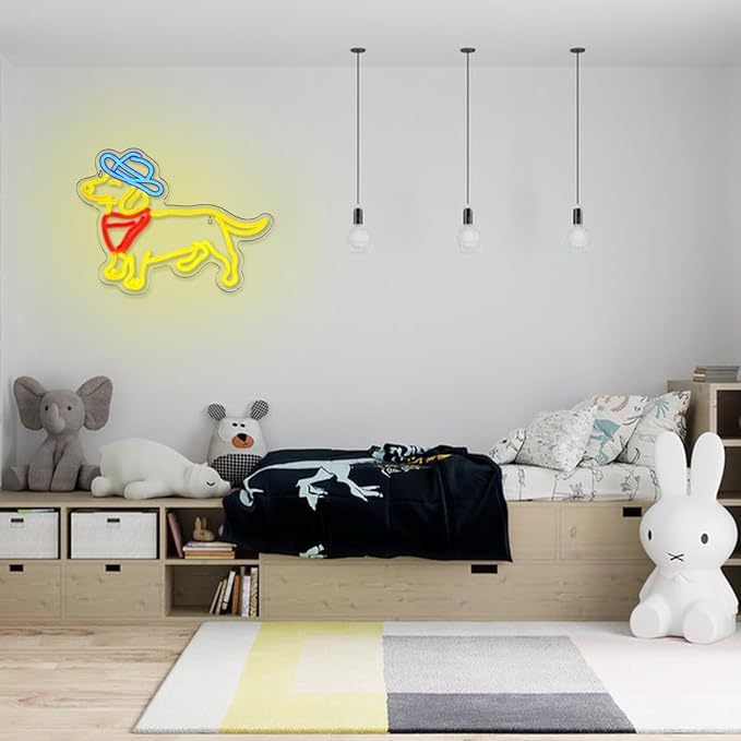 Dachshund Neon Sign for Wall Decor Cowboy Hat Neon Light Dog LED Neon Sign Colorful Neon Lights for Bedroom Zoo Pet Shop Decoration