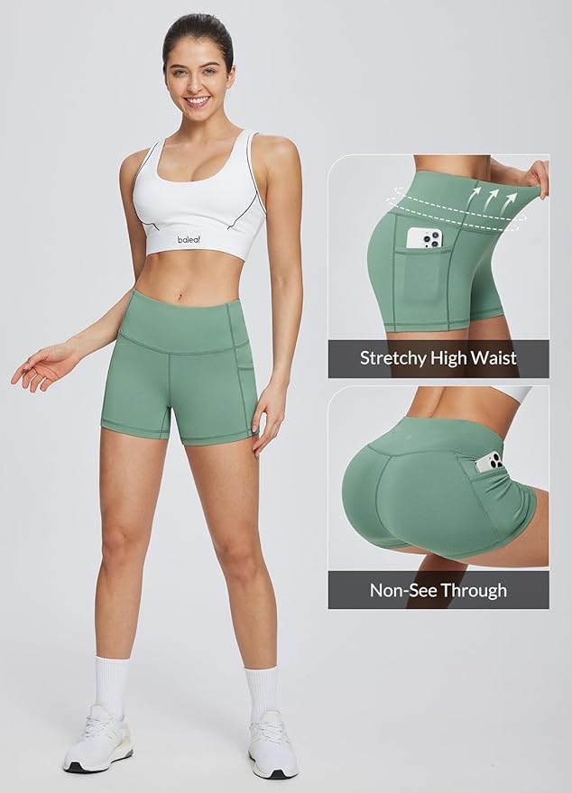 baleaf Women's 8"/ 5"/ 3" Biker Shorts High Waist Yoga Workout Gym Running Volleyball Spandex Shorts with Pockets