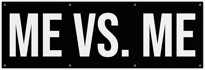 Damdekoli Me Vs Me Banner - Motivational Home Gym Decor - Large Quote Wall Art - Weightlifting - Inspirational (120 x 40 Inches)